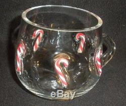 Artland Hand Blown Glass Candy Cane 14 Pc Set Punch Bowl 12 CUPS Ladle Christmas