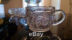Awesome Antique Punch bowl on Rasied Base with 12 Matching Cups