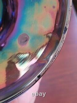 Awesome Blue Fenton Orange Tree Pattern Carnival Glass Punch Bowl & Base