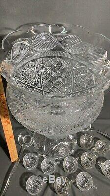 Awesome Huge Rare Antique Punch bowl on Rasied Base 22.5 Tall Solid Piece