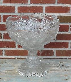 Awesome Large Grand Antique Near Cut Glass Punch Bowl