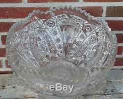 Awesome Large Grand Antique Near Cut Glass Punch Bowl