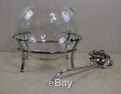 Awesome MCM Hollywood Regency Faux Chrome Bamboo & Glass Punch Bowl Fish Bowl