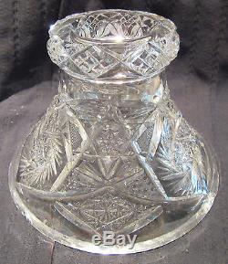 BEAUTIFUL 2 Pc Pedestal Based Cut Glass/Crystal ABP Punch Bowl Diamond Designs