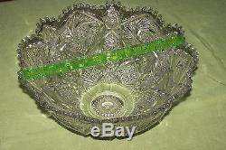 BEAUTIFUL Large Antique Punch bowl withRasied Base Press Cut