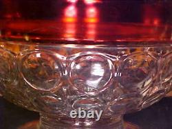 BEAUTIFUL Vintage RUBY THUMBPRINT Punch Bowl Punchbowl 23 FOOTED Cups Ladle