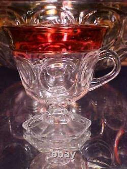 BEAUTIFUL Vintage RUBY THUMBPRINT Punch Bowl Punchbowl 23 FOOTED Cups Ladle