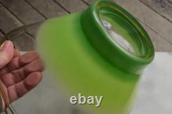 BLENDO GLASS PUNCH BOWL Clear Frosted Green with 5 Glasses Gold Rim CLEAN MCM