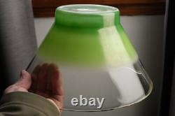 BLENDO GLASS PUNCH BOWL Clear Frosted Green with 5 Glasses Gold Rim CLEAN MCM