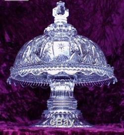 Baluwessi Lead Crystal Pedestal 3 In 1 Cake Plate Stand Dip Platter Punch Bowl