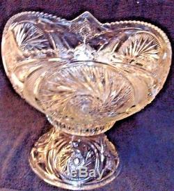 Beautiful ABP American Brilliant Cut Glass Punch Bowl & Stand Excellent Cond