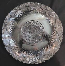 Beautiful American Brilliant 12 Punch Bowl on Stand Hoare Rockwood pattern