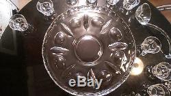 Beautiful Antique 12 Cup Punch Bowl on Matching Platter with Glass Ladle