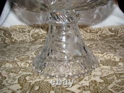 Beautiful Brilliant Antique Cut Glass & Etched 2-Piece Pedestal Punch Bowl