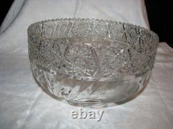 Beautiful Brilliant Antique Cut Glass & Etched 2-Piece Pedestal Punch Bowl