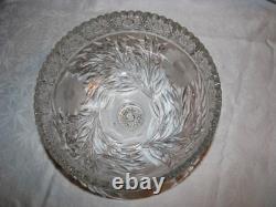 Beautiful Brilliant Antique Cut Glass & Etched 2-Piece Pedestal Punch Bowl
