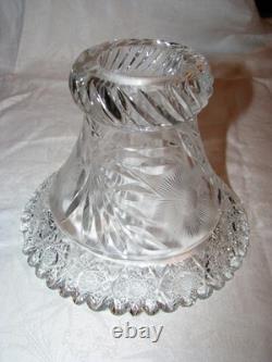 Beautiful Brilliant Antique Cut Glass & Etched 2-Piece Pedestal Punch Bowl
