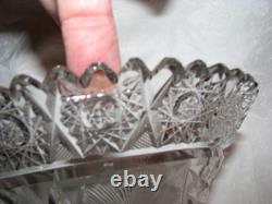 Beautiful Brilliant Antique Cut Glass & Etched 2-Piece Pedestal Punch Bowl