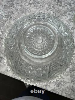 Beautiful Crystal Punch Bowl With Rotec Design, 2 Matching Cups