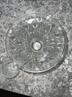 Beautiful Crystal Punch Bowl With Rotec Design, 2 Matching Cups