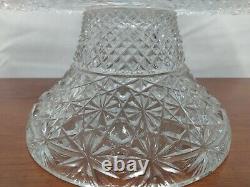 Beautiful DAISY BUTTON Turkish Heavy CUT GLASS Crystal PUNCH BOWL Fruit Stand