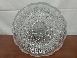 Beautiful DAISY BUTTON Turkish Heavy CUT GLASS Crystal PUNCH BOWL Fruit Stand