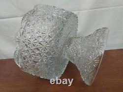 Beautiful DAISY BUTTON Turkish Heavy CUT GLASS Crystal PUNCH BOWL Fruit Stand