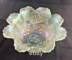 Beautiful Dugan Glass Many Fruits Punch Bowl Carnival Glass No Stand