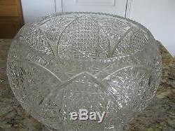 Beautiful Heavy Cut Crystal Large Punch Bowl with Base