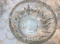 Beautiful Huge Antique Vintage Punch Bowl Set with 12 Cups
