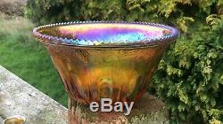 Beautiful Vintage Carnival Glass Large Punch Bowl With 10 Cups