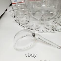 Beautiful Vintage Imperial Candlewick Punch Bowl Set 12 Glasses 16 Plate, Spoon