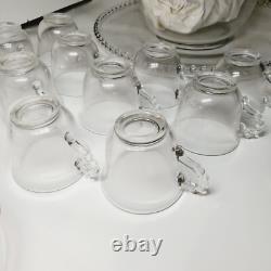 Beautiful Vintage Imperial Candlewick Punch Bowl Set 12 Glasses 16 Plate, Spoon