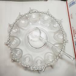 Beautiful Vintage Imperial Candlewick Punch Bowl Set 12 Glasses 16 Plate, Spoon