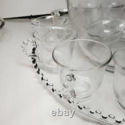 Beautiful Vintage Imperial Candlewick Punch Bowl Set 12 Glasses 16 Plate, Spoon