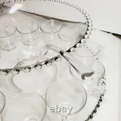 Beautiful Vintage Imperial Candlewick Punch Bowl Set 12 Glasses 16 Plate, Spoon