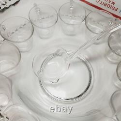 Beautiful Vintage Imperial Candlewick Punch Bowl Set 12 Glasses 16 Plate, Spoon