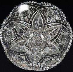 Best Heavy Antique Abp 15 Signed Eggington Marquis Pattern Cut Glass Punch Bowl