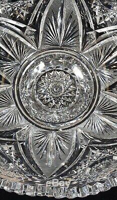 Best Heavy Antique Abp 15 Signed Eggington Marquis Pattern Cut Glass Punch Bowl