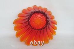 Blenko Tangerine Amberina Daisy Sunflower Large Glass Punch Bowl 3015B