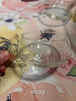 Blown Glass Punch Bowl Set of 14 Italian Moderno Lg Bowl, glass ladle, 12 cups