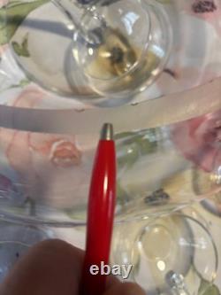 Blown Glass Punch Bowl Set of 14 Italian Moderno Lg Bowl, glass ladle, 12 cups