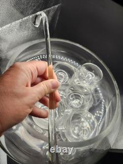 Blown Glass Punch Bowl Set of 26 Italian Moderno Lg Bowl, glass ladle, 25 cups