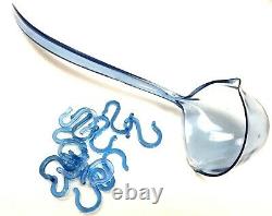 Blue Carnival Glass Harvest Grape Punch Bowl Set 12 Cups Glasses Hooks & Ladle