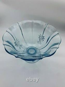 Blue Fostoria Baroque Punchbowl