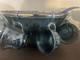 Blue Iridescent Carnival Glass Punch Bowl Set Harvest Grape by Indiana Glass Co