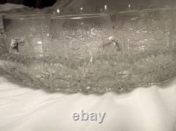 Bohemian Cut Crystal Glass Punch Bowl Set