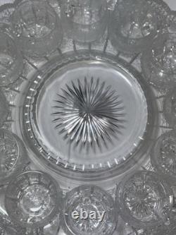 Bohemian Cut Crystal Glass Punch Bowl Set