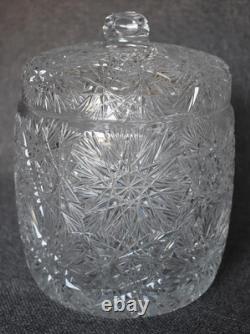 Breathtaking Czech Bohemia European Cut Glass Covered Punch Bowl W Slotted LID