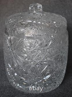 Breathtaking Czech Bohemia European Cut Glass Covered Punch Bowl W Slotted LID